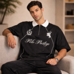 Men’s Premium Black Polo Prestige Printed Oversized T-Shirt - Image 4