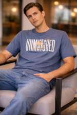 Men's Blue Cotton Premium T-shirt round neck - Image 4