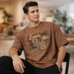 Men's Brown Cotton premium T-shirt Round neck - Image 4