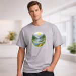 Men's Grey Cotton Nature Printed T-shirt