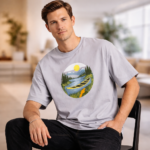 Men's Grey Cotton Nature Printed T-shirt - Image 4