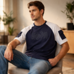 Navy Contrast Utility Raglan T-Shirt - Image 4