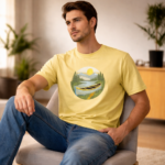 Nature Scene Graphic Light Green T-Shirt - Image 4