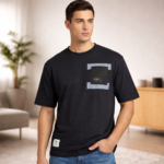 Minimal Pocket Graphic Black T-Shirt