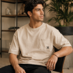 Minimal Pocket Beige Cotton T-Shirt - Image 4