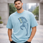 Men's Sky Blue Cotton Horse Graphic T-shirt