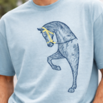Men's Sky Blue Cotton Horse Graphic T-shirt - Image 2