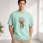 Men's Sea Green Cotton Zebra Graphic T-shirt
