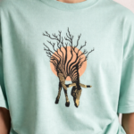 Men's Sea Green Cotton Zebra Graphic T-shirt - Image 2