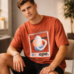 Men's Rust Cotton Escape Printed T-shirt - Image 4