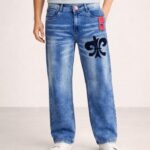 Men's Blue Cotton Bootcut Jeans