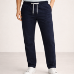 Men's Navy Blue Linen Drawstring Pants