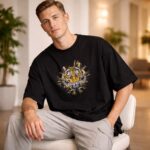 Men's Black Cotton Tiger Graphic Printed T-shirt - Image 4