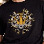 Men's Black Cotton Tiger Graphic Printed T-shirt - Image 2
