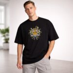 Men's Black Cotton Tiger Graphic Printed T-shirt