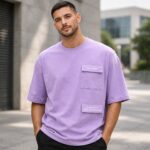 Men's Purple Cotton Art Studios Cargo T-shirt