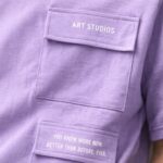 Men's Purple Cotton Art Studios Cargo T-shirt - Image 2