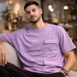 Men's Purple Cotton Art Studios Cargo T-shirt - Image 4